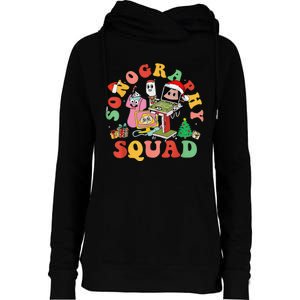 Ultrasound Tech Christmas Sonography Squad Holiday Nurse Womens Funnel Neck Pullover Hood