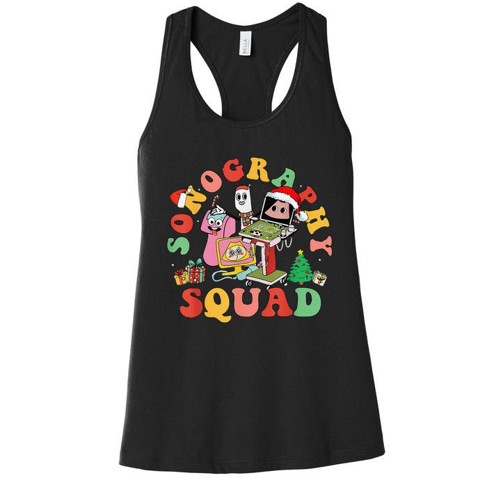 Ultrasound Tech Christmas Sonography Squad Holiday Nurse Women's Racerback Tank