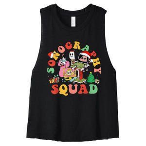 Ultrasound Tech Christmas Sonography Squad Holiday Nurse Women's Racerback Cropped Tank