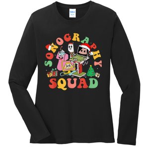 Ultrasound Tech Christmas Sonography Squad Holiday Nurse Ladies Long Sleeve Shirt