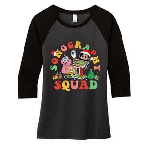 Ultrasound Tech Christmas Sonography Squad Holiday Nurse Women's Tri-Blend 3/4-Sleeve Raglan Shirt