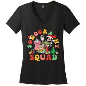 Ultrasound Tech Christmas Sonography Squad Holiday Nurse Women's V-Neck T-Shirt