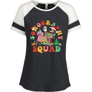 Ultrasound Tech Christmas Sonography Squad Holiday Nurse Enza Ladies Jersey Colorblock Tee