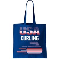 Usa Team Curling Rock Jersey Vintage Winter Sports Lovers Cool Gift Tote Bag