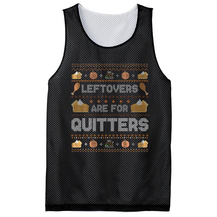 Ugly Thanksgiving Christmas Sweater Leftovers Quitters Mesh Reversible Basketball Jersey Tank