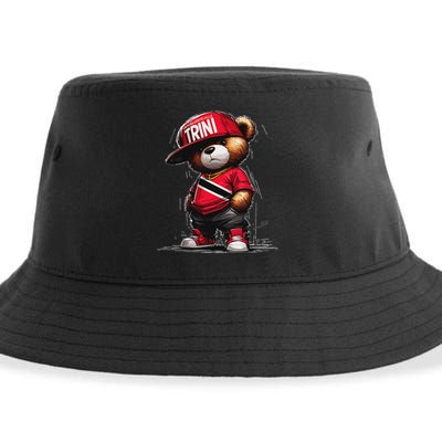 Unapologetically Trini Cool Teddy Bear Trinidad Flag Art Sustainable Bucket Hat