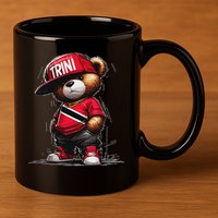 Unapologetically Trini Cool Teddy Bear Trinidad Flag Art 11oz C Handle Ceramic Mug