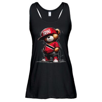 Unapologetically Trini Cool Teddy Bear Trinidad Flag Art Ladies Essential Flowy Tank