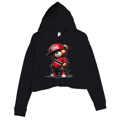 Unapologetically Trini Cool Teddy Bear Trinidad Flag Art Crop Fleece Hoodie