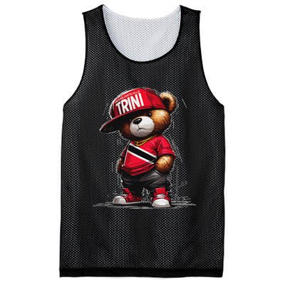 Unapologetically Trini Cool Teddy Bear Trinidad Flag Art Mesh Reversible Basketball Jersey Tank
