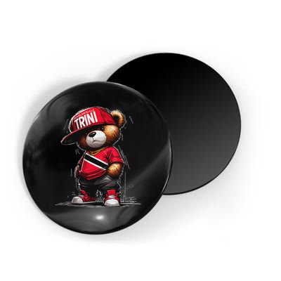 Unapologetically Trini Cool Teddy Bear Trinidad Flag Art Magnet