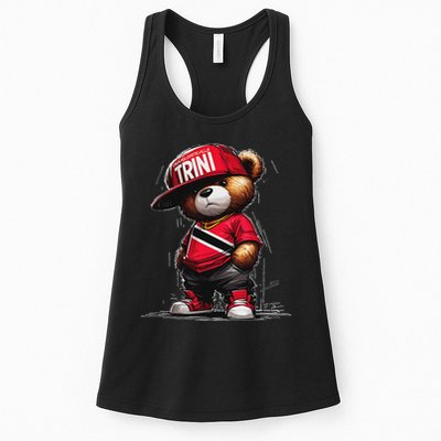 Unapologetically Trini Cool Teddy Bear Trinidad Flag Art Womens Tank Top