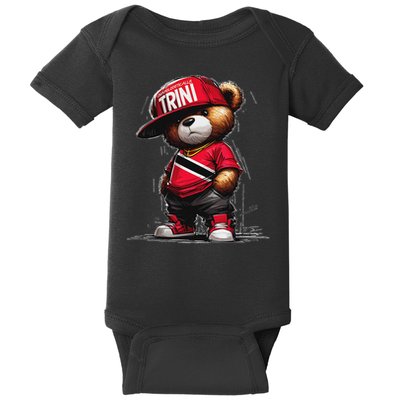 Unapologetically Trini Cool Teddy Bear Trinidad Flag Art Baby Bodysuit