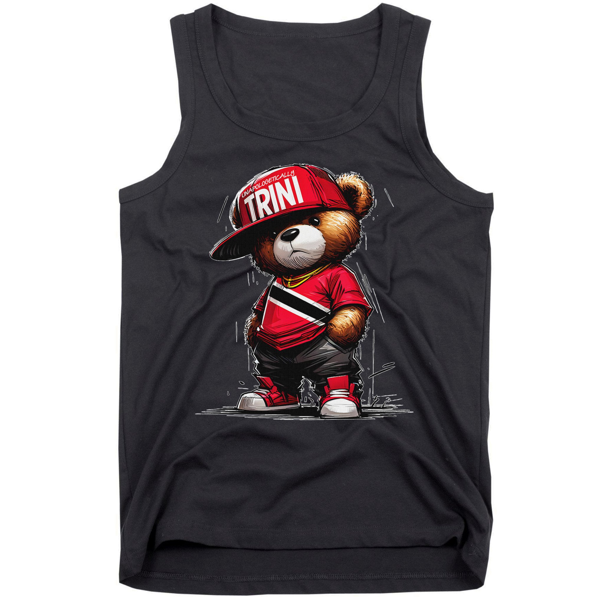 Unapologetically Trini Cool Teddy Bear Trinidad Flag Art Tank Top