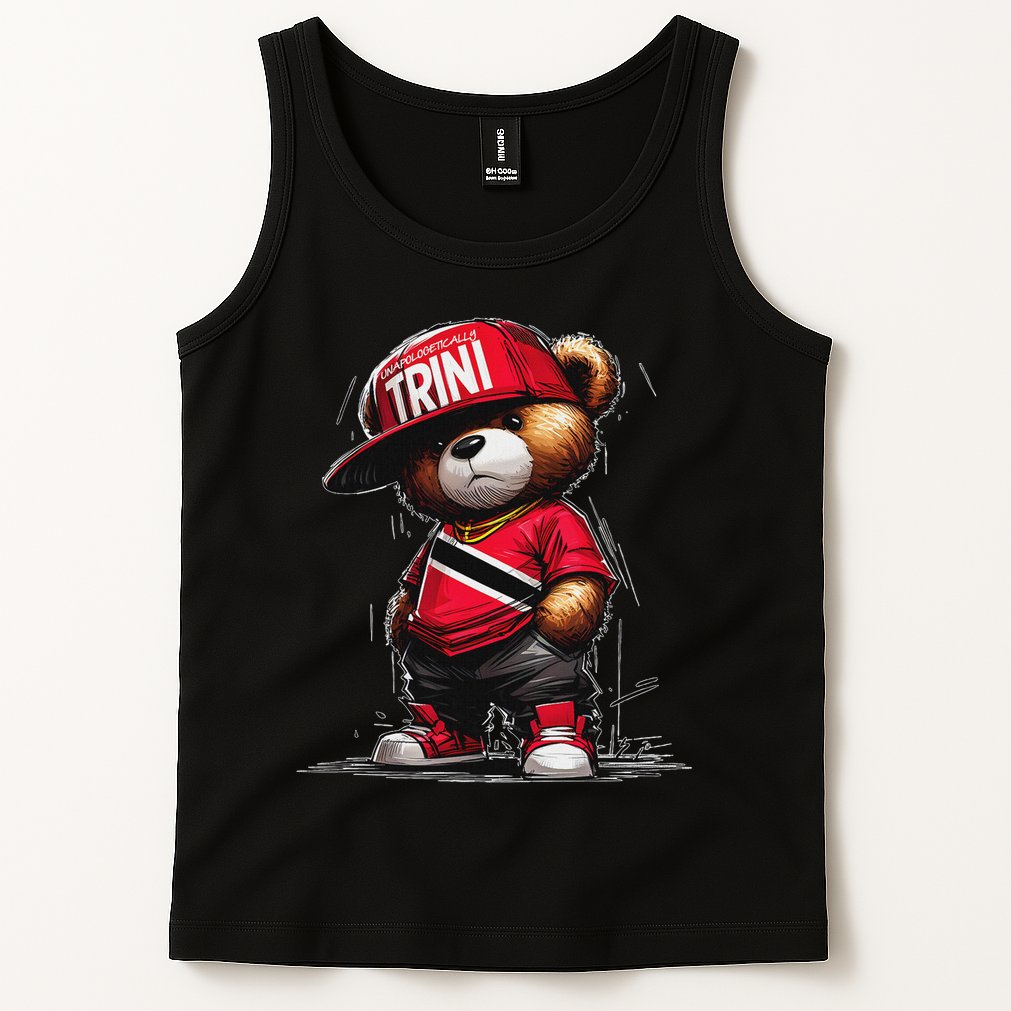 Unapologetically Trini Cool Teddy Bear Trinidad Flag Art Tank Top