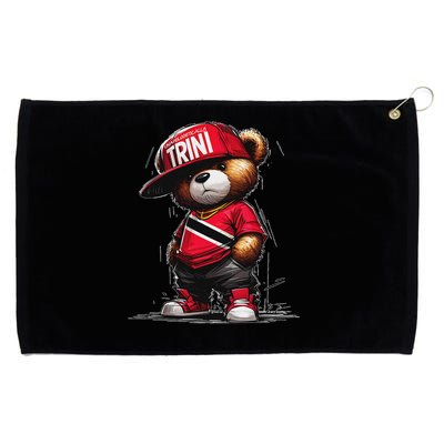 Unapologetically Trini Cool Teddy Bear Trinidad Flag Art Grommeted Golf Towel