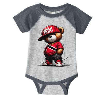 Unapologetically Trini Cool Teddy Bear Trinidad Flag Art Infant Baby Jersey Bodysuit