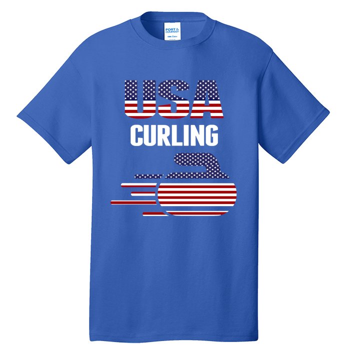 Usa Team Curling Rock Jersey Vintage Winter Sports Lovers Gift Tall T-Shirt