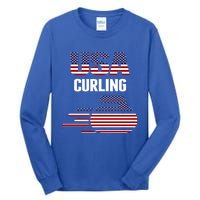 Usa Team Curling Rock Jersey Vintage Winter Sports Lovers Gift Tall Long Sleeve T-Shirt