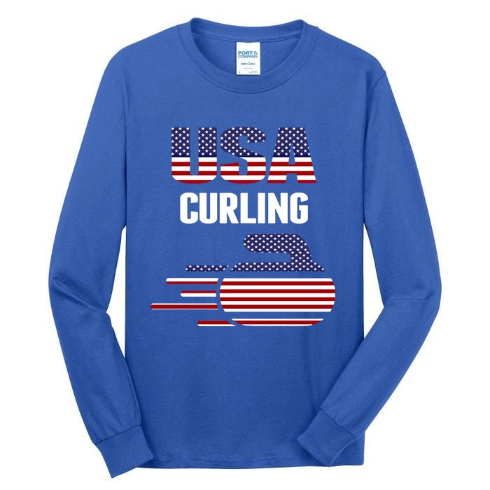 Usa Team Curling Rock Jersey Vintage Winter Sports Lovers Gift Tall Long Sleeve T-Shirt