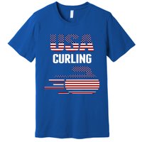 Usa Team Curling Rock Jersey Vintage Winter Sports Lovers Gift Premium T-Shirt