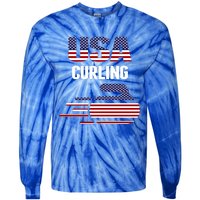 Usa Team Curling Rock Jersey Vintage Winter Sports Lovers Gift Tie-Dye Long Sleeve Shirt