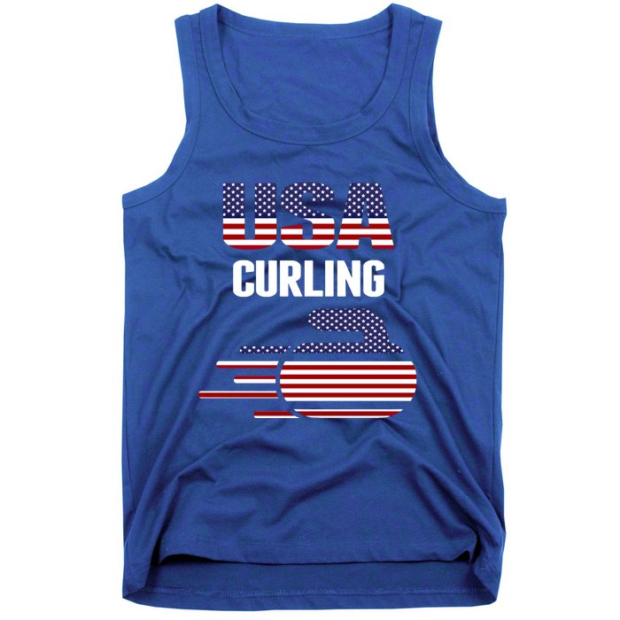 Usa Team Curling Rock Jersey Vintage Winter Sports Lovers Gift Tank Top