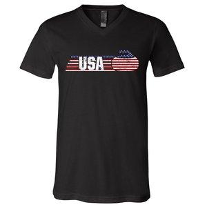 Usa Team Curling Sport Gift V-Neck T-Shirt