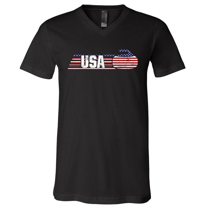 Usa Team Curling Sport Gift V-Neck T-Shirt