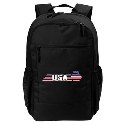 USA Team Curling Rock Jersey Vintage Winter Sports Lovers Backpack