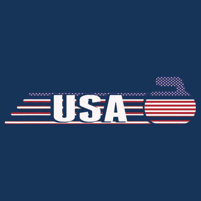 USA Team Curling Rock Jersey Vintage Winter Sports Lovers Doggie Tank