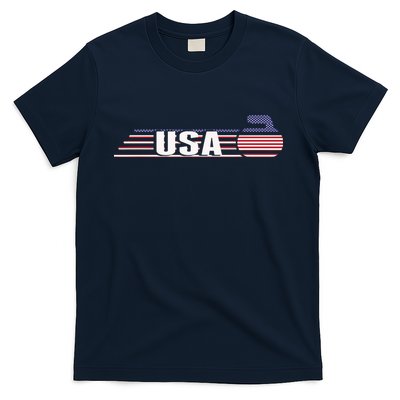 USA Team Curling Rock Jersey Vintage Winter Sports Lovers T-Shirt