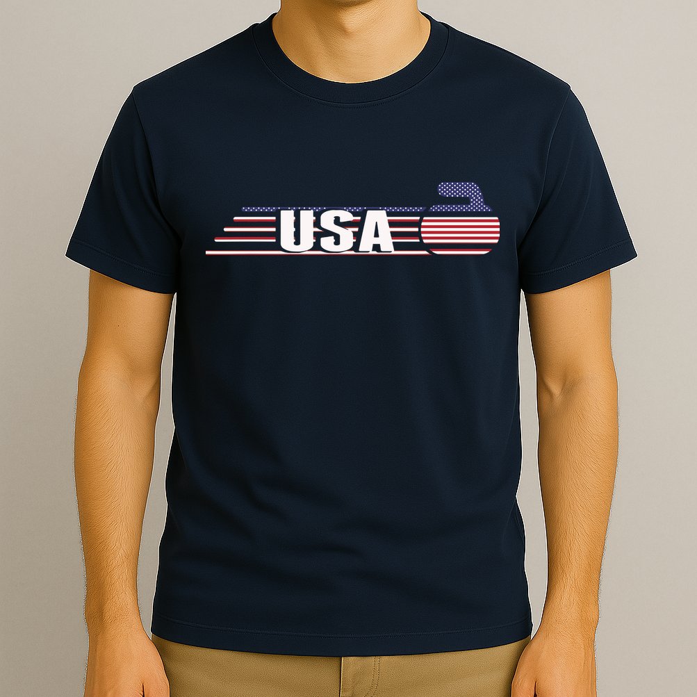 USA Team Curling Rock Jersey Vintage Winter Sports Lovers T-Shirt