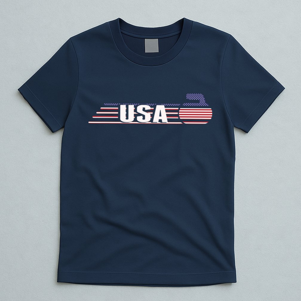 USA Team Curling Rock Jersey Vintage Winter Sports Lovers T-Shirt