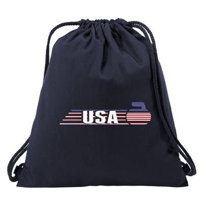 USA Team Curling Rock Jersey Vintage Winter Sports Lovers Drawstring Bag