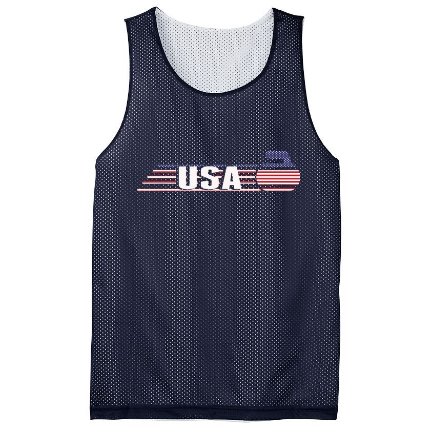 USA Team Curling Rock Jersey Vintage Winter Sports Lovers Mesh Reversible Basketball Jersey Tank