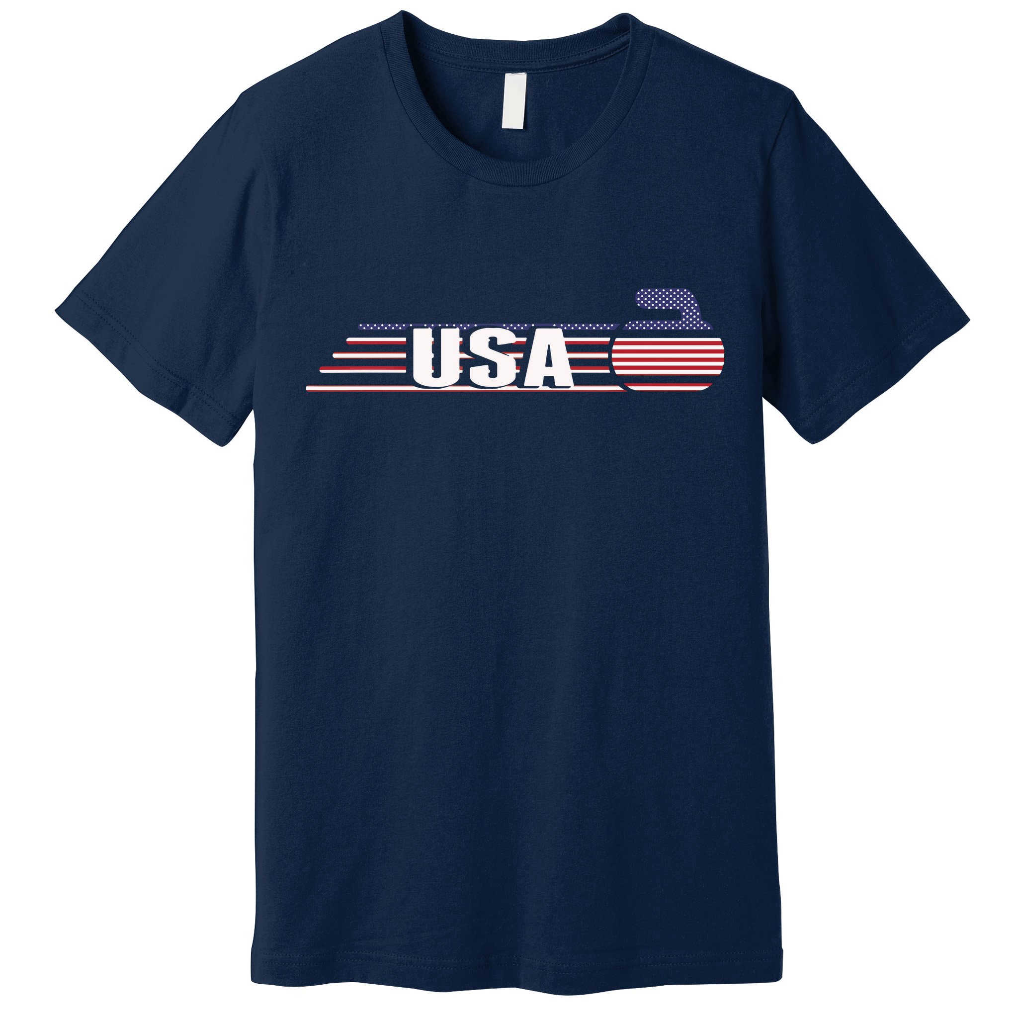 USA Team Curling Rock Jersey Vintage Winter Sports Lovers Premium T-Shirt