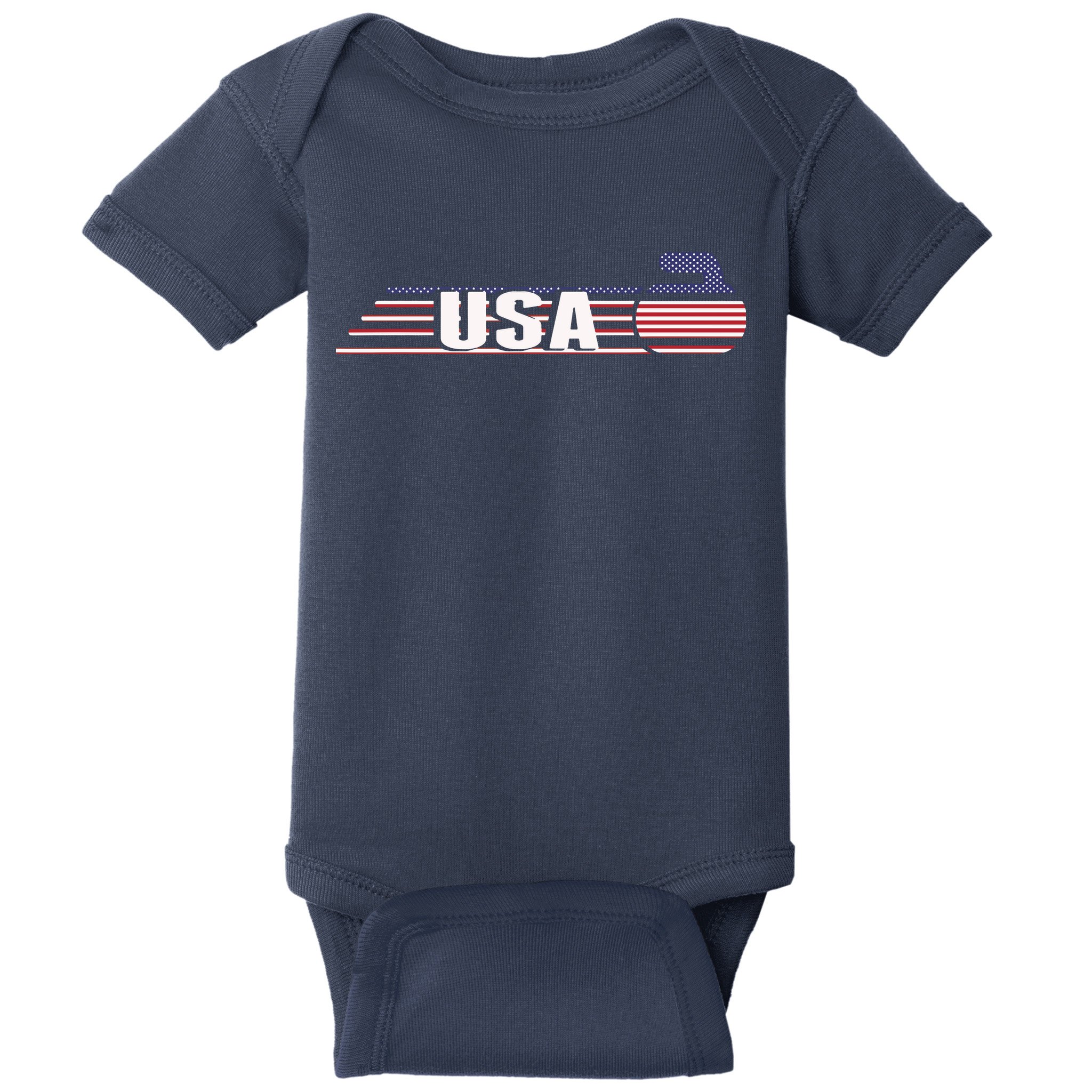 USA Team Curling Rock Jersey Vintage Winter Sports Lovers Baby Bodysuit