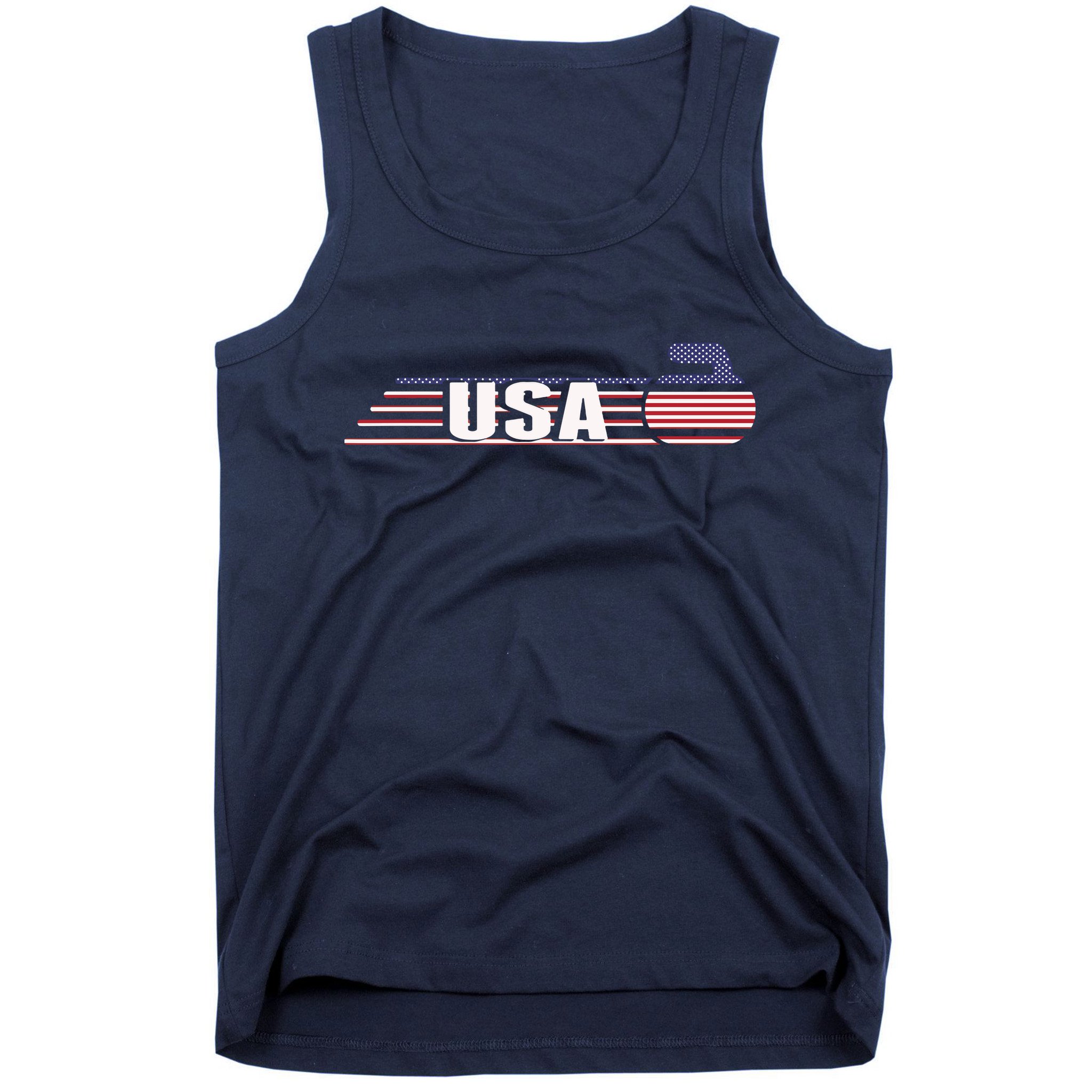 USA Team Curling Rock Jersey Vintage Winter Sports Lovers Tank Top