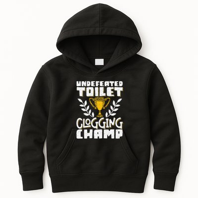 Undefeated Toilet Clogging Champ Kids Hoodie
