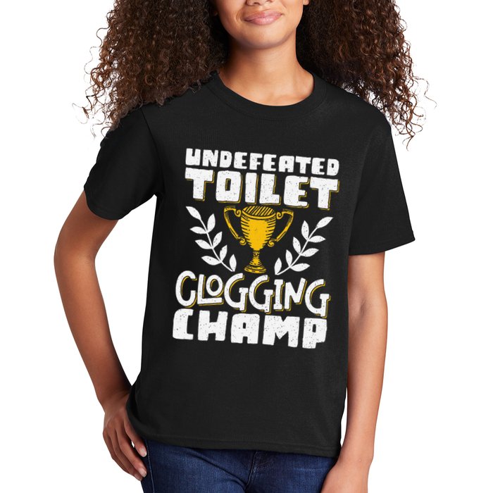 Undefeated Toilet Clogging Champ Kids T-Shirt