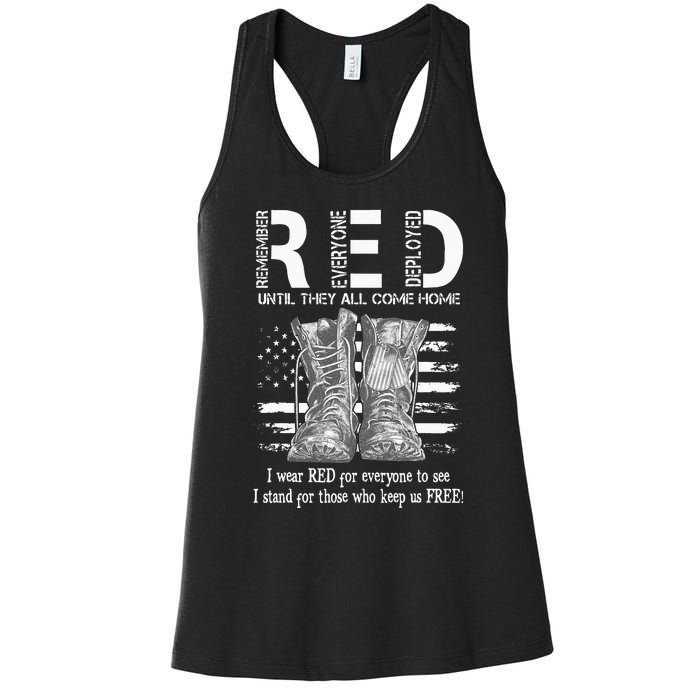 Until They Come Home My Soldier US Flag Red Friday Military Women's Racerback Tank