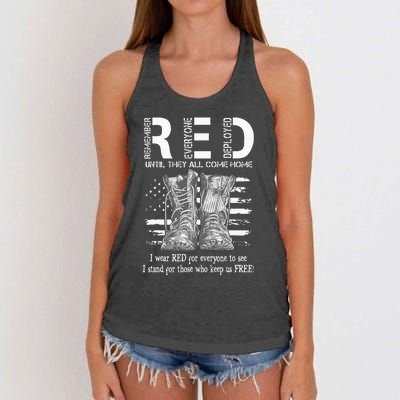 Until They Come Home My Soldier US Flag Red Friday Military Women's Knotted Racerback Tank