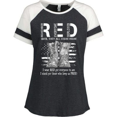 Until They Come Home My Soldier US Flag Red Friday Military Enza Ladies Jersey Colorblock Tee