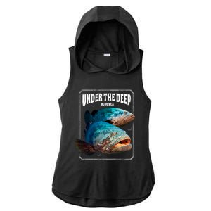 Under The Deep Blue Sea Fish Ladies PosiCharge Tri-Blend Wicking Draft Hoodie Tank