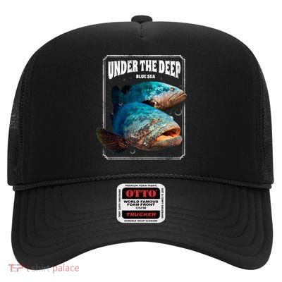 Under The Deep Blue Sea Fish High Crown Mesh Back Trucker Hat