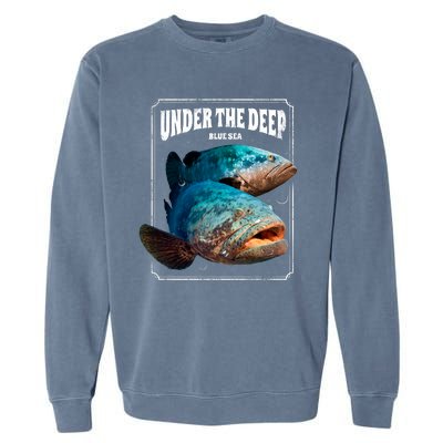 Under The Deep Blue Sea Fish Garment-Dyed Sweatshirt