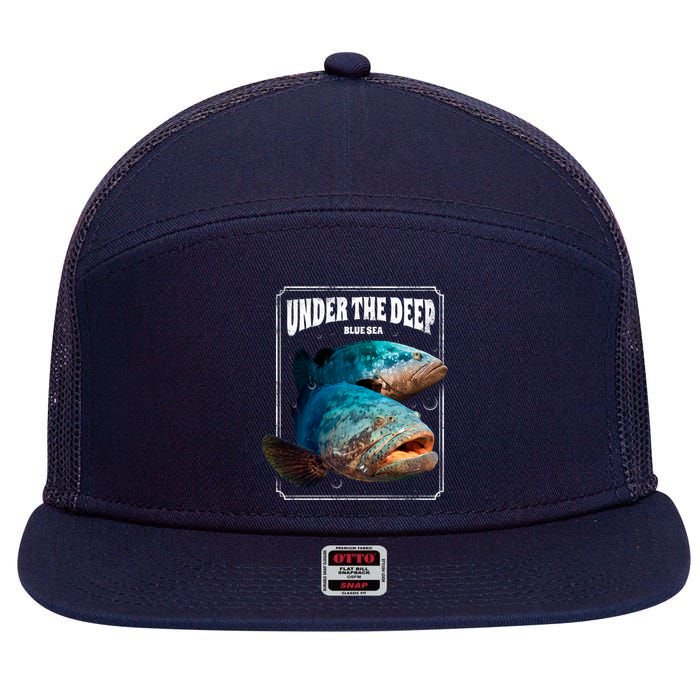 Under The Deep Blue Sea Fish 7 Panel Mesh Trucker Snapback Hat