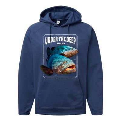 Under The Deep Blue Sea Fish Performance Fleece Hoodie