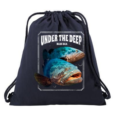 Under The Deep Blue Sea Fish Drawstring Bag